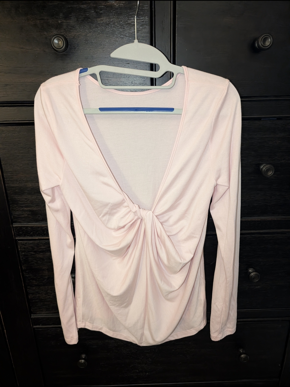 Athleta Light Pink Waterfall Twist-Front Long Sleeve Top
